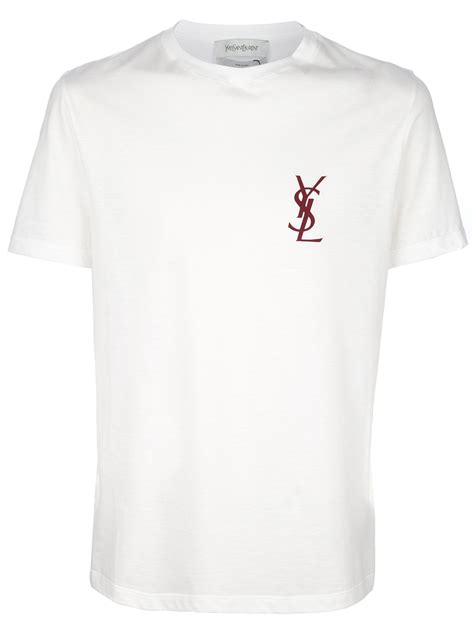 ysl white logo t shirt|saint laurent t shirt small.